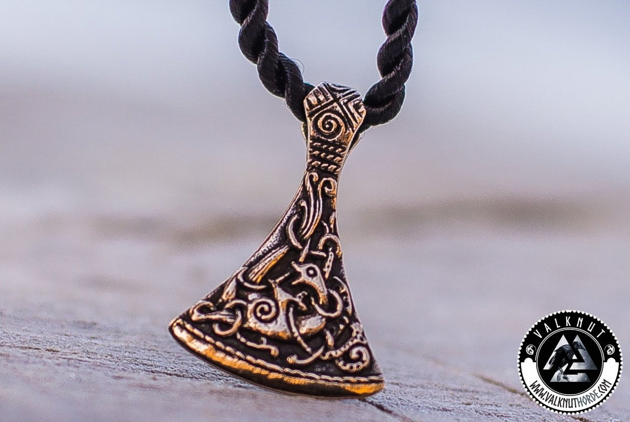 Fearless Spirit Viking Axe Pendant, Bronze | Valknut Horde