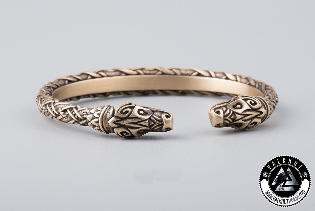 Four Eyed Wolf Arm Ring, Bronze | Valknut Horde