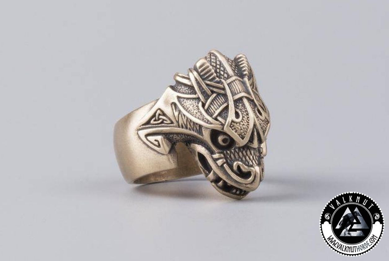 The Midgard Serpent Jörmungandr Ring, Bronze - Valknut Horde Fashion